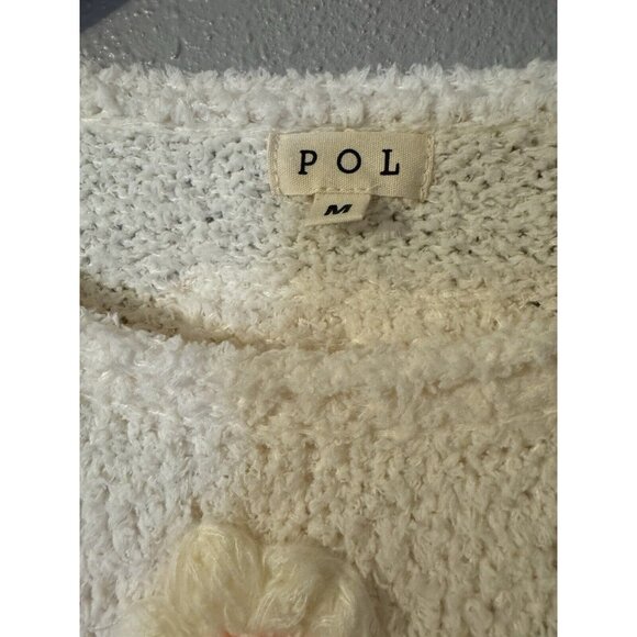 Anthropologie POL Sweater Top Medium M Cream Pink Flower Puffs Washable NEW - Picture 12 of 13